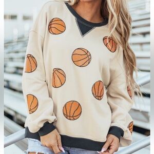 Basketball Print Beige Sweatshirt